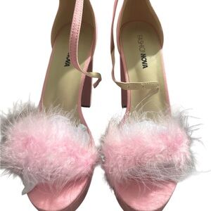 Fashion Nova Blush Feathered Heels